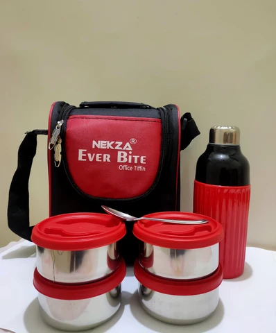 Stainless Steel Tiffin Box with Bag – 4 Compartments & Bottle - Image 2